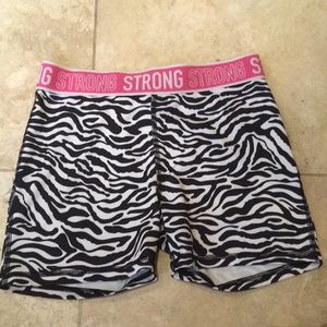 Zebra striped spandex shorts